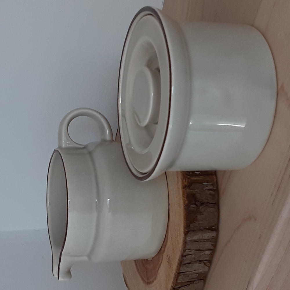 Neutral Casual Sugar Bowl Lidded Creamer Set Made In USA HLC300